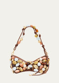 Stone-embellished leather shoulder bag