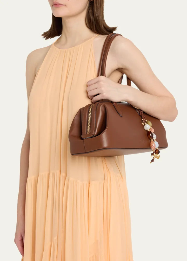 mooth leather east-west satchel shoulder bag
