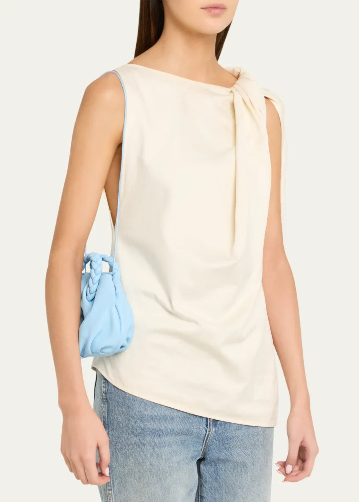 Ruched lambskin convertible top-handle/crossbody bag